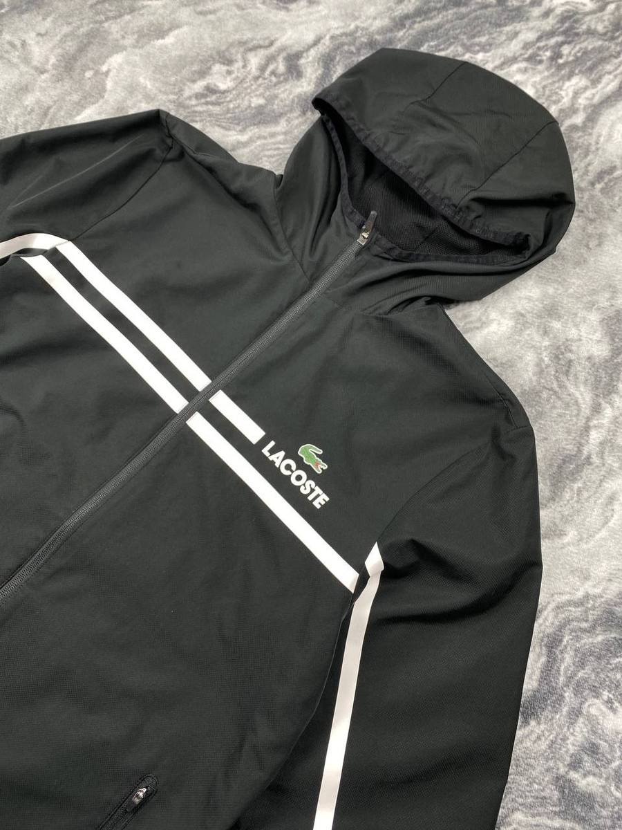 Lacoste Sport Hooded Jacket Windbreaker Men Size XL Black | eBay