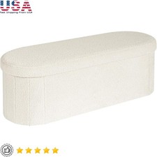 Folding Storage Ottoman Soft Boucle Bench Comfortable Multiuse 600lbs Capacity