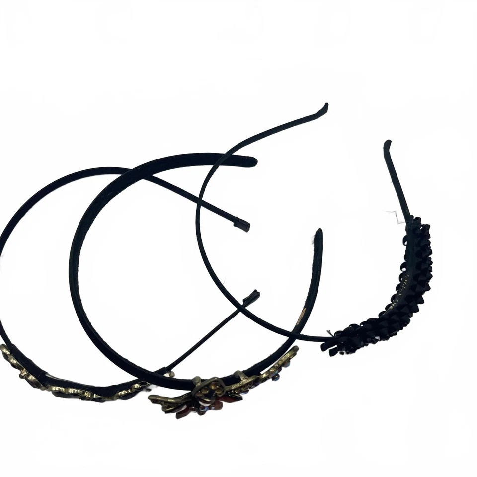 Juego de 3 diademas de metal cristal multicolor negras vintage años 50  Foto 2 de 4