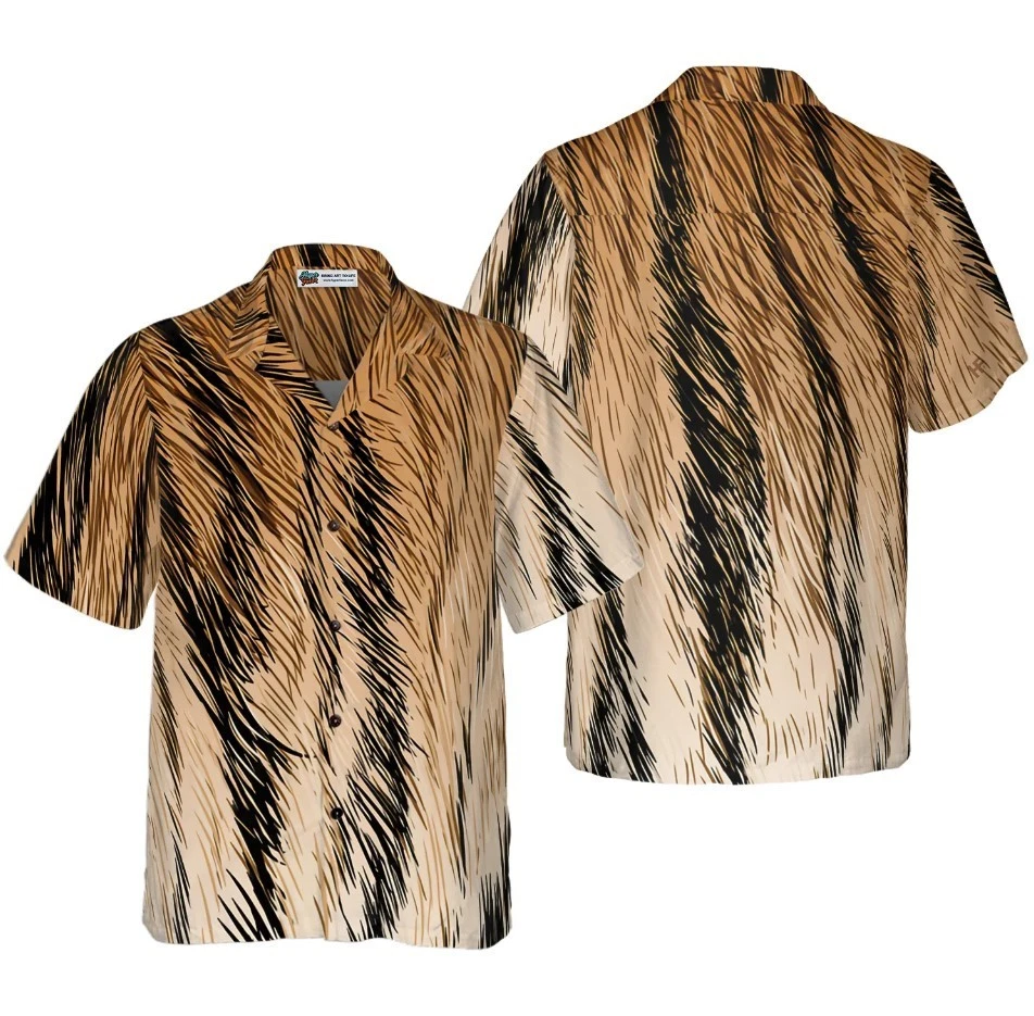 Tiger Fur Strip Pattern Hawaiian Shirt