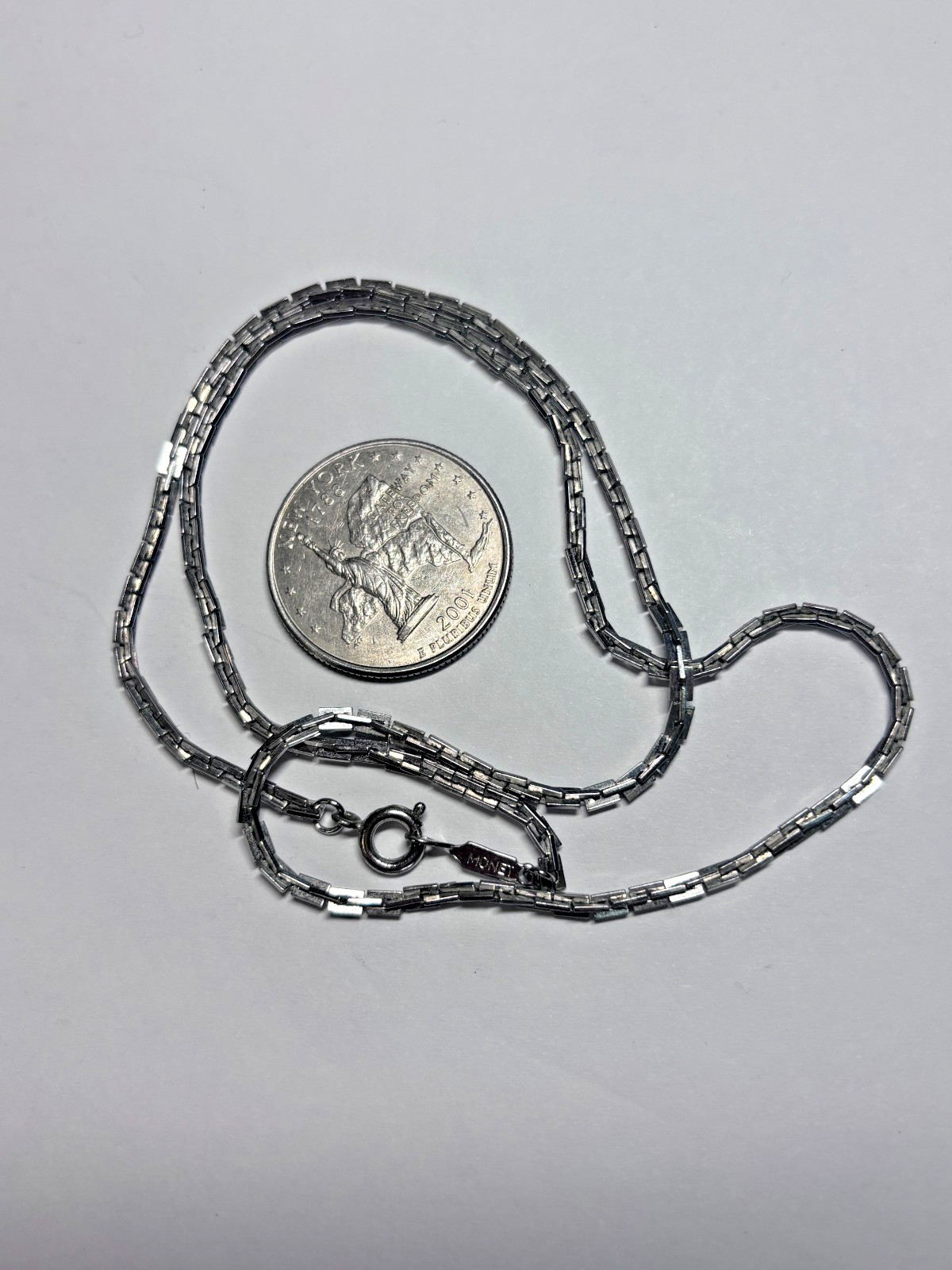 MONET Silver Tone Rectangular Link Chain Necklace - image 4