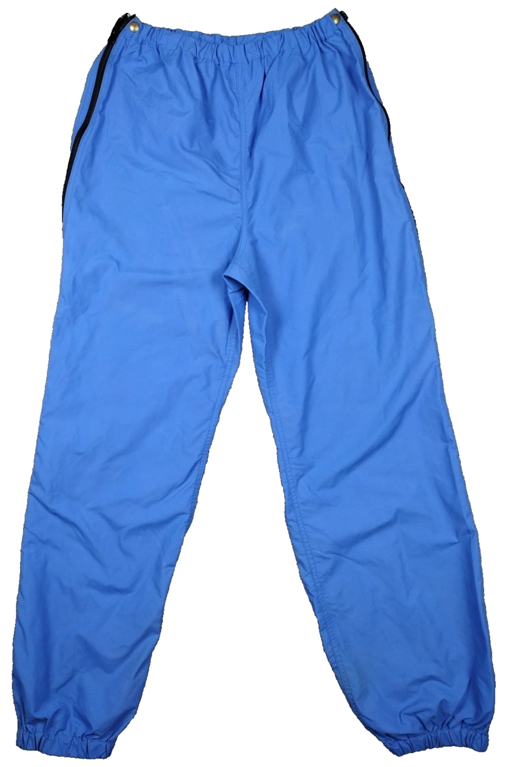 Vintage LL Bean Packable Shell Rain Pants Bright Blue Med Full Side Zip USA Made