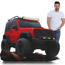 4 Feet Red Road Truck Stand-Up Cardboard Cutout Life Size Vehicle Adventure T...