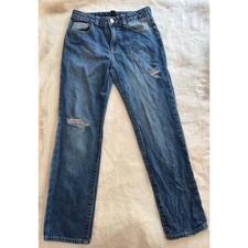 Gap Kids Rainbow Thread Distressed Girlfriend Straight Leg Jeans Size 12