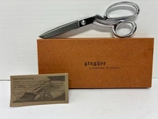 Gingher G-8" Knife Edge Chrome Scissors Brazil with Box & Pamphlet.