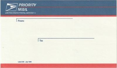 USA Priority mail label 228 July 1996