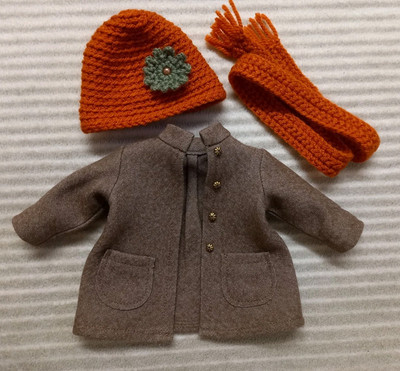 Mantel + Mütze + Schal für 13 Zoll Puppen passt Little Darling, Paola Reina, Mini Maru.