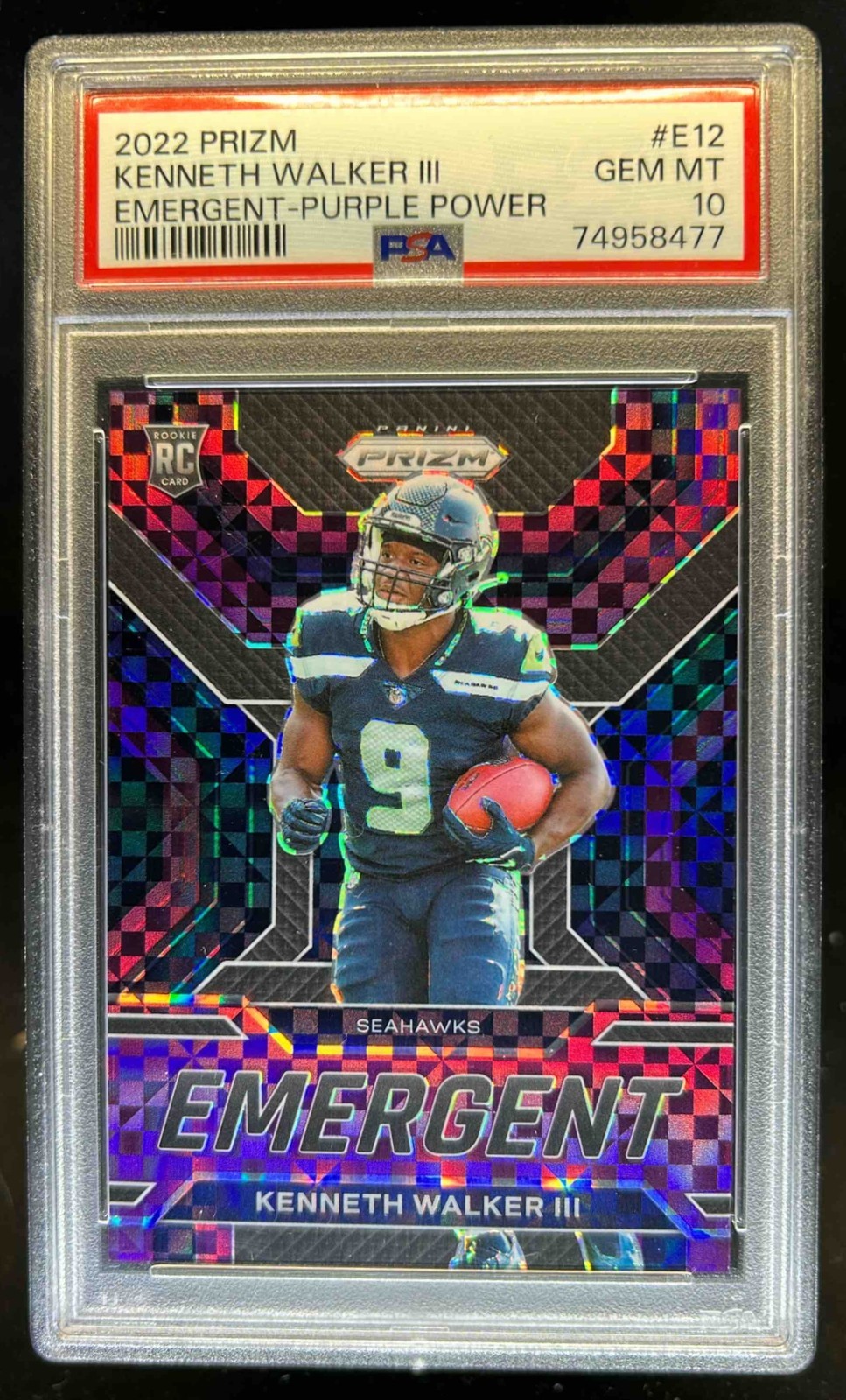 Kenneth Walker III Panini Prizm Emergent #E12 Purple Power