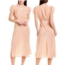 LoveShackFancy Meg Floral Print Silk Midi Dress