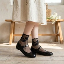 3Pairs Women's Floral Lace Sheer Ankle Socks Transparent Mesh Short Socks