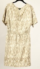 Ann Taylor Dress Women’s 8 Brown Beige A Line Elastic Waist Short Sleeve Stretch