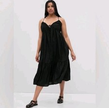 Gap Tie-Front Ruffle Hem Maxi W/ Pockets Dress Size Large