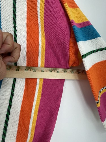 Vintage Bright Striped Knit Cardigan Sweater Colorful Funky Artsy Retro Layering - Picture 11 of 13