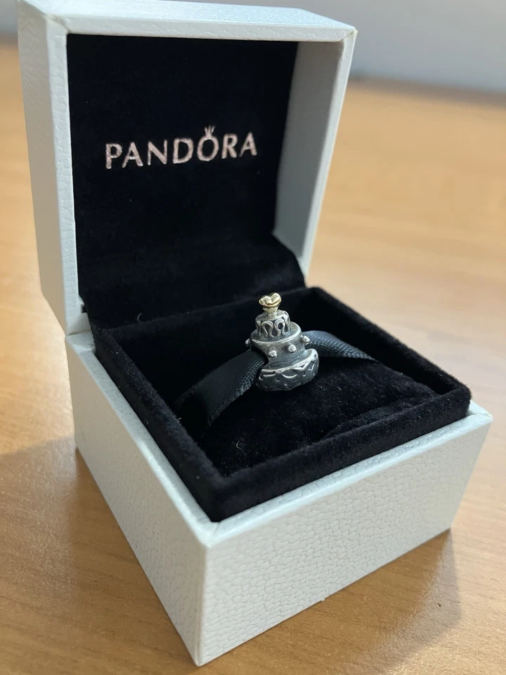 Pandora Hochzeitstorte Silber Herz 14ct Gold 790347