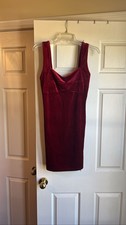 Forever 21 Red Velvet Square Neck Bodycon Mini Dress Womens M