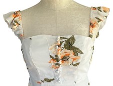 New Revolve Flynn Skye Bardot Ivory Soft Floral Ruffle Strap Maxi Dress XS