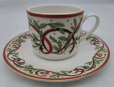 Pickard Winter Festival White Cup/Saucer, Fine China, Made In USA,Hand Decorated