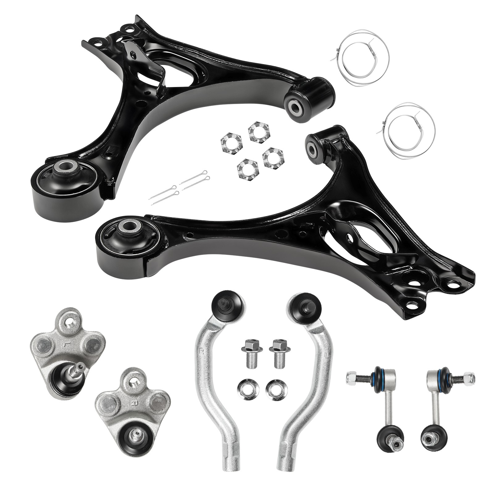 Front Lower Control Arms Ball Joint Sway Bars Tie Rods For 2006-2011 Honda Civic