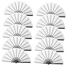 10 Pcs Clack Fans for Line Dancing Bulk, Foldable Black Hand Fans 10 pcs White