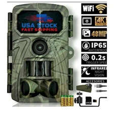Night Vision Trail Camera Hunting Game 4k 48MP Military Darkness Surveillance
