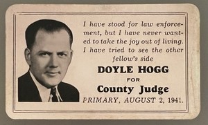 1941 County Judge Candidate, Doyle Hogg, Letcher County, Kentucky