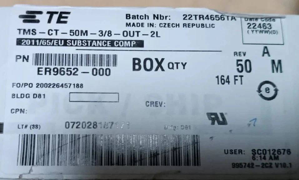 Tubo termorretráctil rosa TEConnectivity TMS-CT 50M 3:1 IGNÍFUGO PERSONALIZADO INC Foto 3 de 3