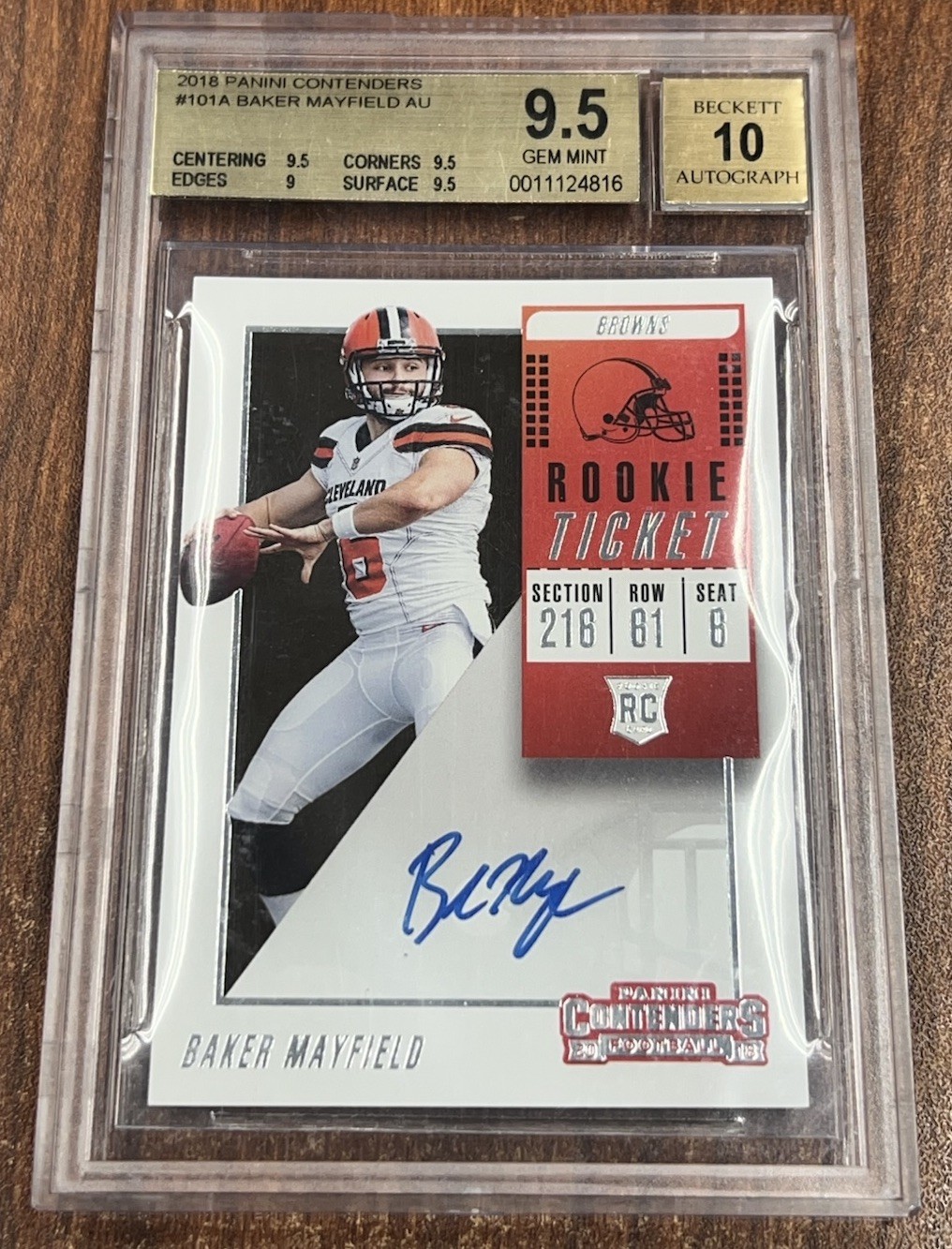 2018 Panini Contenders #101A Baker Mayfield Auto BGS 9.5/10 Rookie Buccaneers RC
