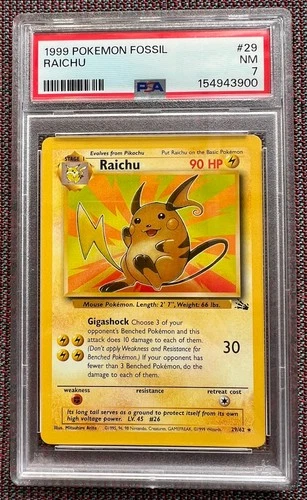 1999 Pokémon TCG Fossil Raichu 29/62 Rare PSA 7 NM