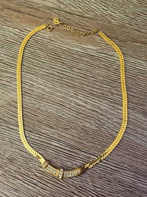 Vintage Dior Gold-Tone Herringbone Chain Necklace
