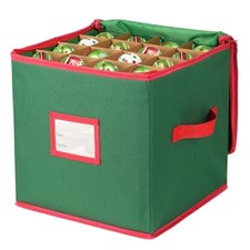 Christmas Ornament Storage Box with Dividers, 64-Ball Xmas Storage Green