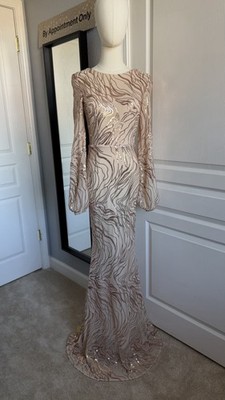 rose gold long sleeve mermaid dress Serene Hill Rose Gold Long Sleeve High Neck Luxury Mermaid With Skirt Evening Dresses Gowns For Women Party 2025 LA71804 main image 0