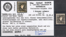 ÖSTERREICH MiNr. 11 IIa - ANK 11 IIa, 3 Kreuzer "schwarz" Type II, BABOR VÖB