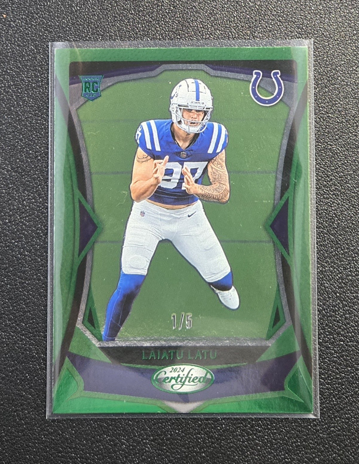 2024 Panini Certified Laiatu Latu Green Mirror Parallel 1/5 RC #111 Colts