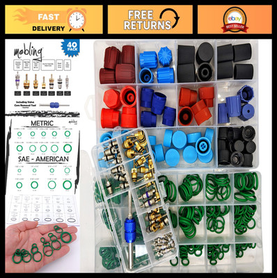 A/C Valve Core Kit with O-Rings & Caps - 77 Pcs Assortment for R12/R134a Leaks
