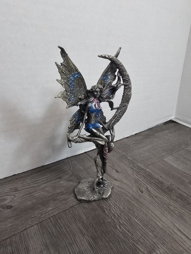 Blau rosa gekleidete Feenfigur Zinn Garten Statue stehende Figur 7 cm groß - Bild 3 von 6
