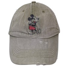 Disney Baseball Cap Beige OS Mickey Mouse Distressed Embroidered Slideback Hat