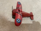Marx vintage antique tin toy - red wind-up plane - great condition - works