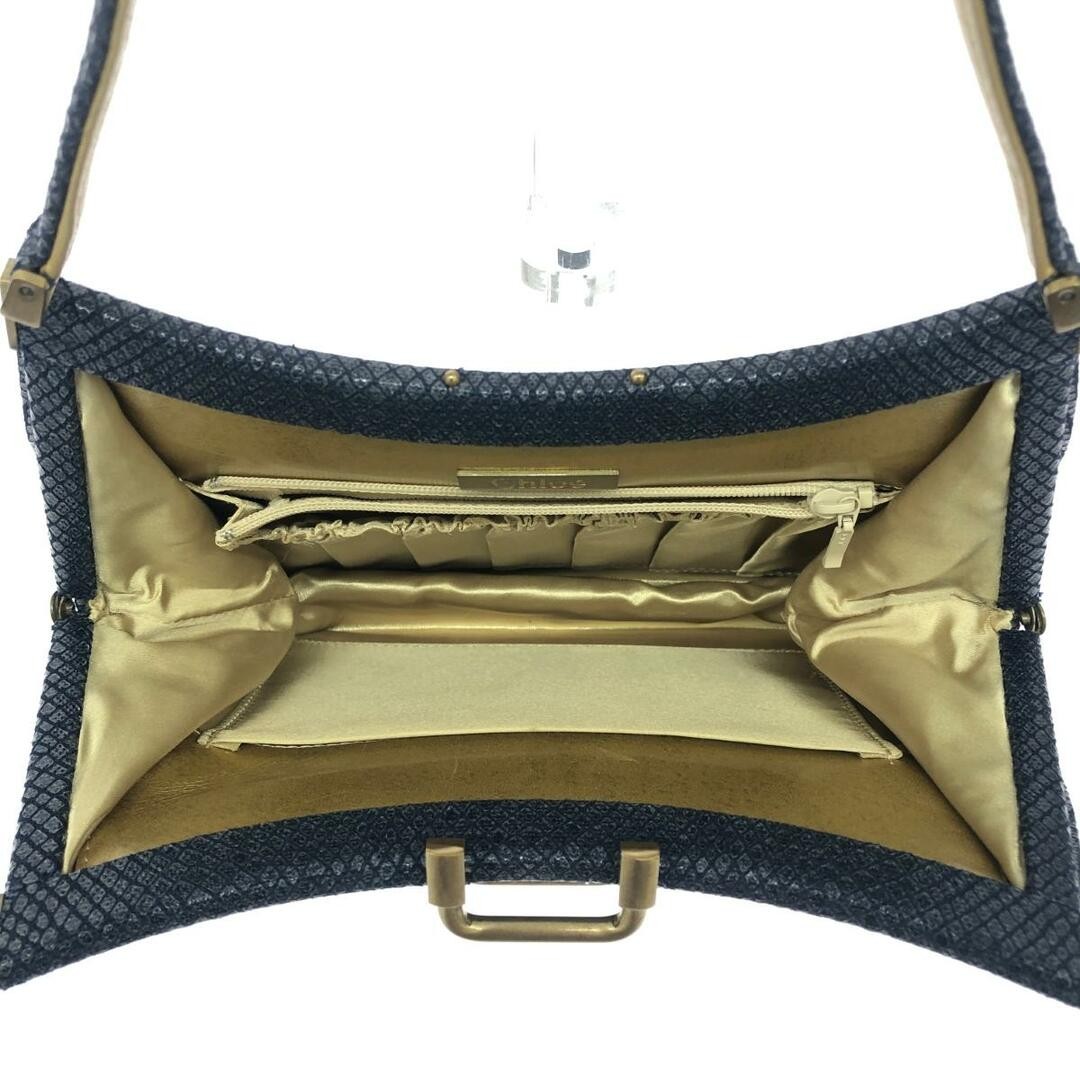 Chloe Navy Embossed Python Leather Clasp Handbag … - image 4