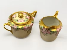 Antique KPM Germany Sugar Cream Set Gold Victorian Hand Painted VTG Gift Unique