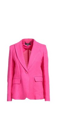 WEEKEND MAX MARA Nalut Linen Canvas Single Breast Blazer Size 12 Fuchsia $575