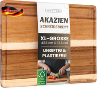 Holz-Schneidebrett 3Er Set KüChenbrett Mit Saftrille Akazie Langlebig Groß