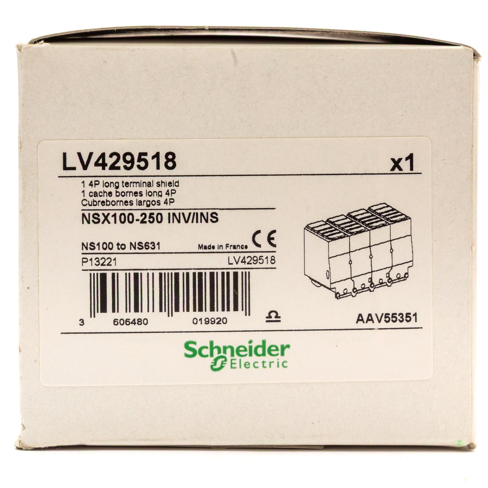 Schneider Electric LV429518 4P Long Terminal Shield ComPact NSX100-250 INS/INV