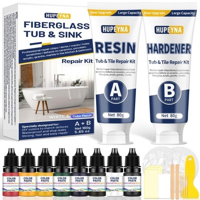 Fiberglass Repair Kit, Bathtub Repair Kit for Tile, Acrylic, Ceramic, Enamel,...
