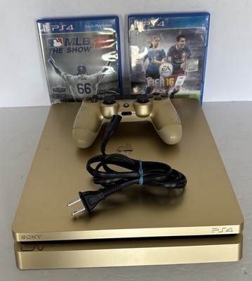Sony PlayStation 4 PS4 Slim 1TB Console CUH-2015B Gold Controller + Cord & Games