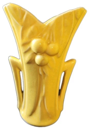 1940s McCoy 2 Handled Yellow Pottery Vase