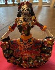 Gerardo Garcia Day Of The Dead Figurine, Female Skeleton Dancer, Made in Mexico