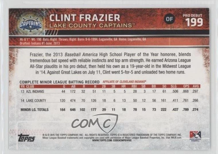 2015 Topps Pro Debut Clint Frazier #199 - Image 2 of 2