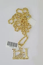 Real 10k 3mm Rope Chain L2H Pendant 18" 20" 22" 24" 26" Gold Set