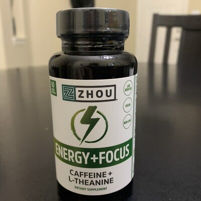 ZHOU Nutrition Caffeine + L-Theanine Energy + Focus, 60 CT Dietary Supplement
