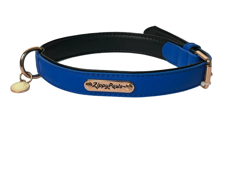 Zippy Paws Vivid Leather Dog Collar, Cobalt Blue/ Rose Gold Hardware Fits 19-22” - Image 3 of 4